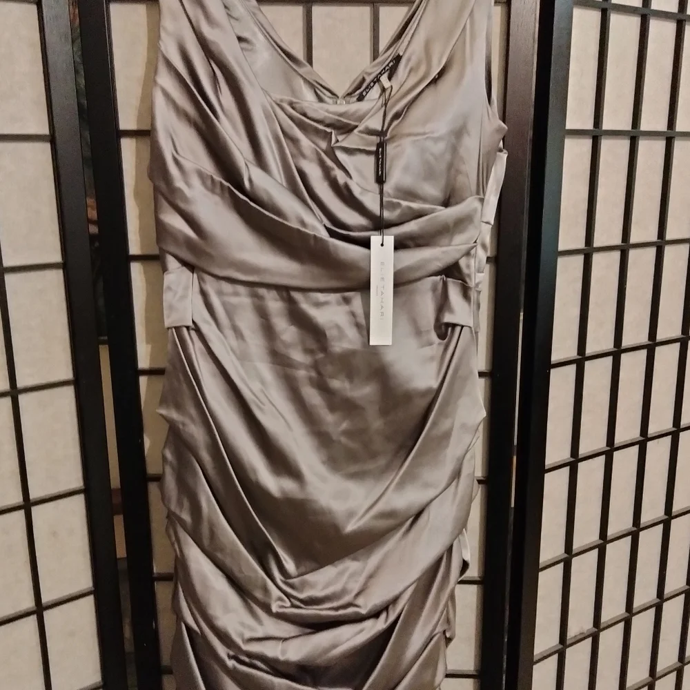 Sadie silver silk midi dress semi formal size 6 by Elie Tahari - Picture 10 of 10